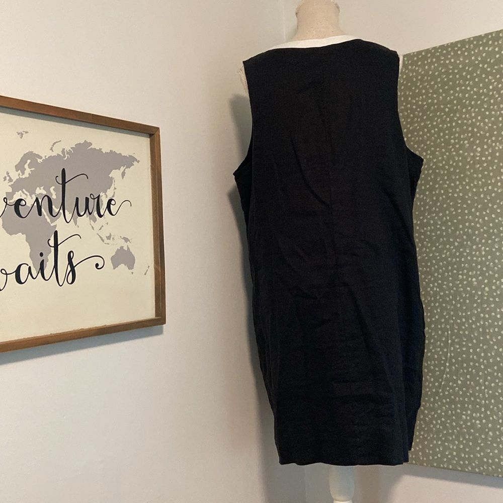 Tommy Bahama Black & White Silver Sleeveless 100% Linen Chic Dress Size XL - Picture 6 of 8